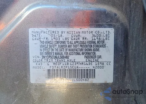 2018 Nissan Kicks S from USA, damaged, VIN 3N1CP5CU6JL500482